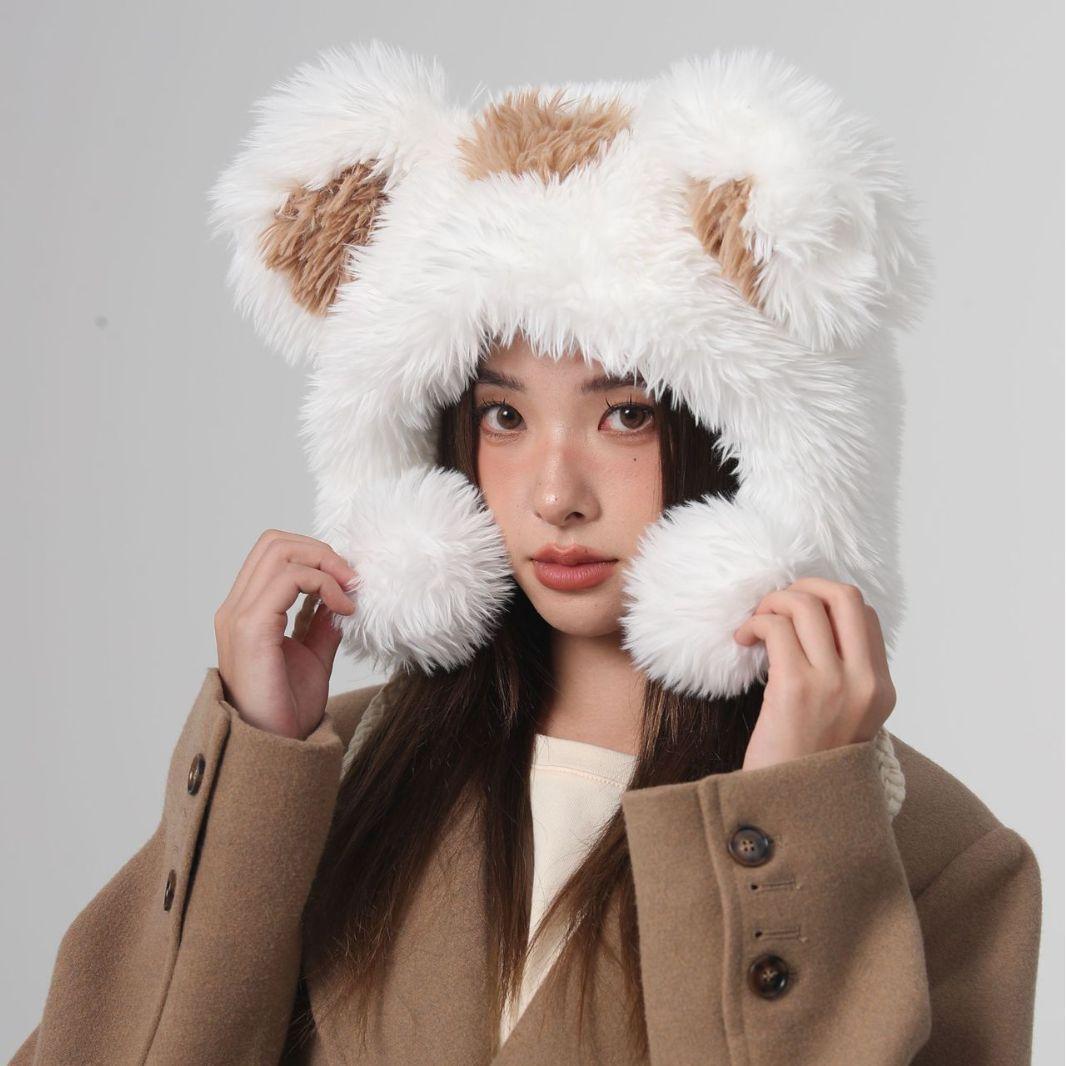 Cute Fur Ball Bucket Hat Women's Winter Plush Warm