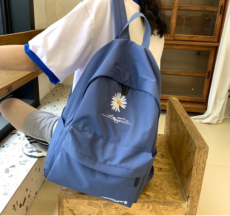 Black Lovely Flower Nylon Backpack