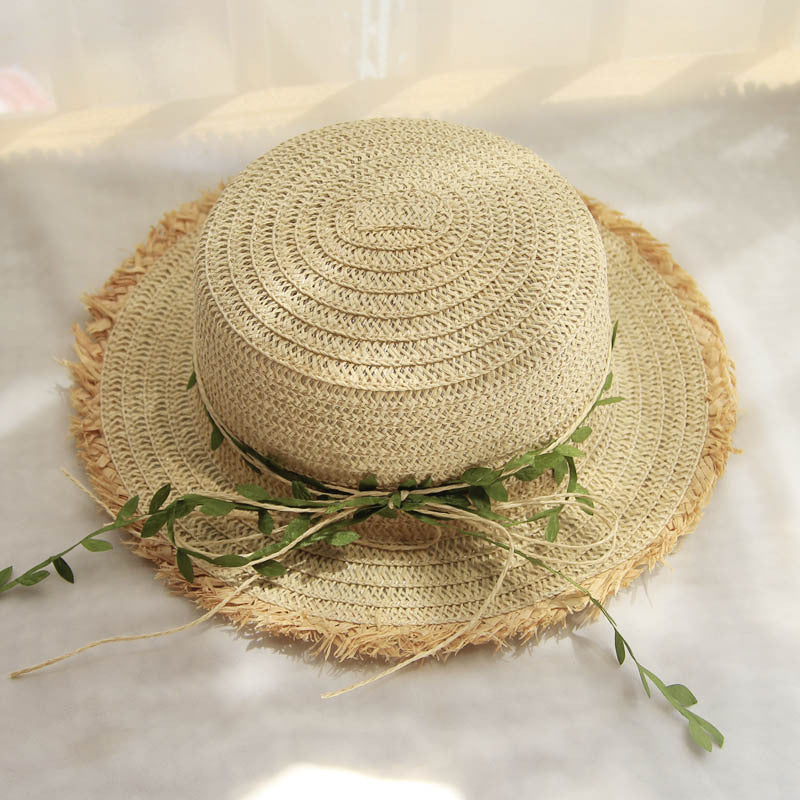 New Straw Hat Female Rattan Bow Sun Summer
