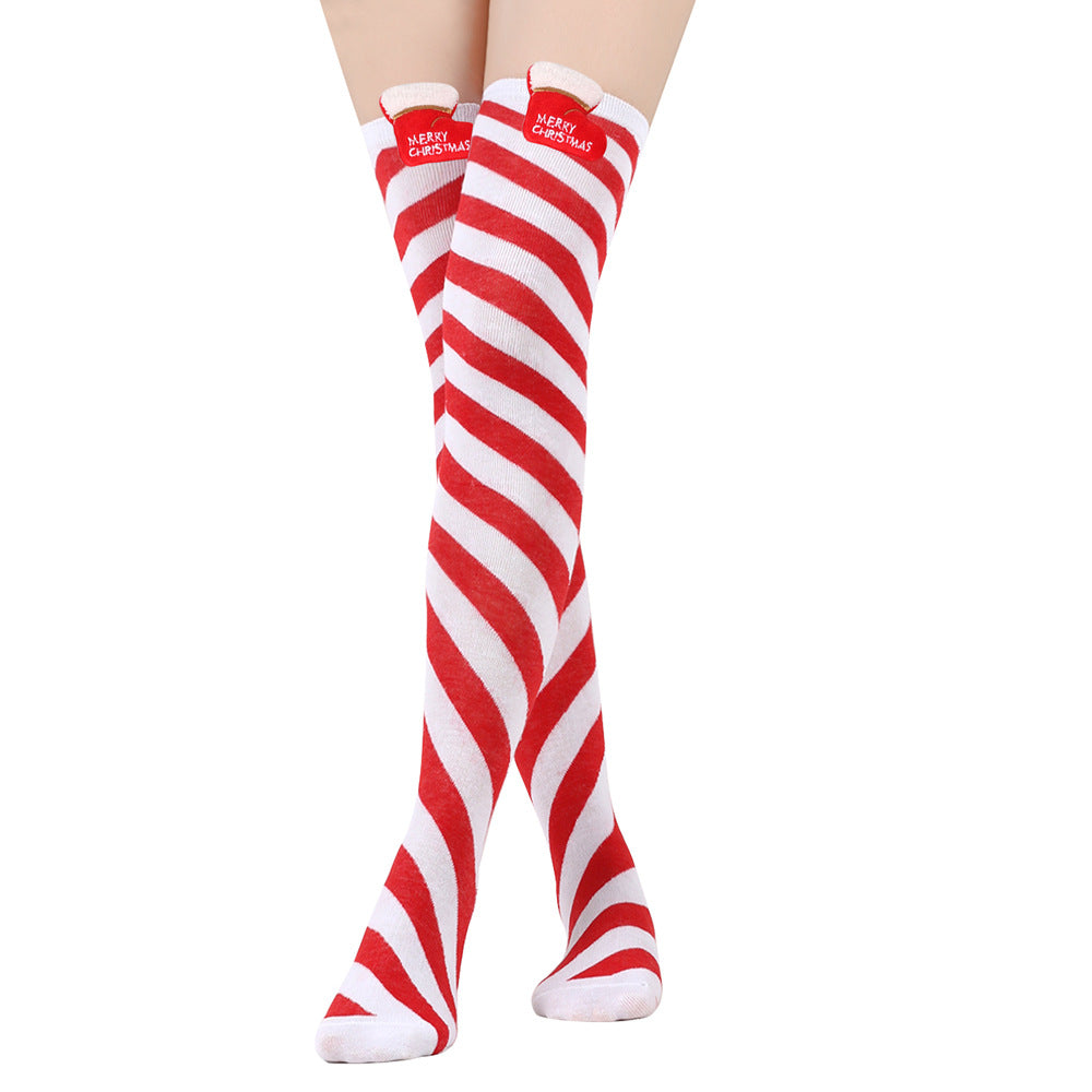 Bow Christmas Stockings Over The Knee Decorative High Tube
