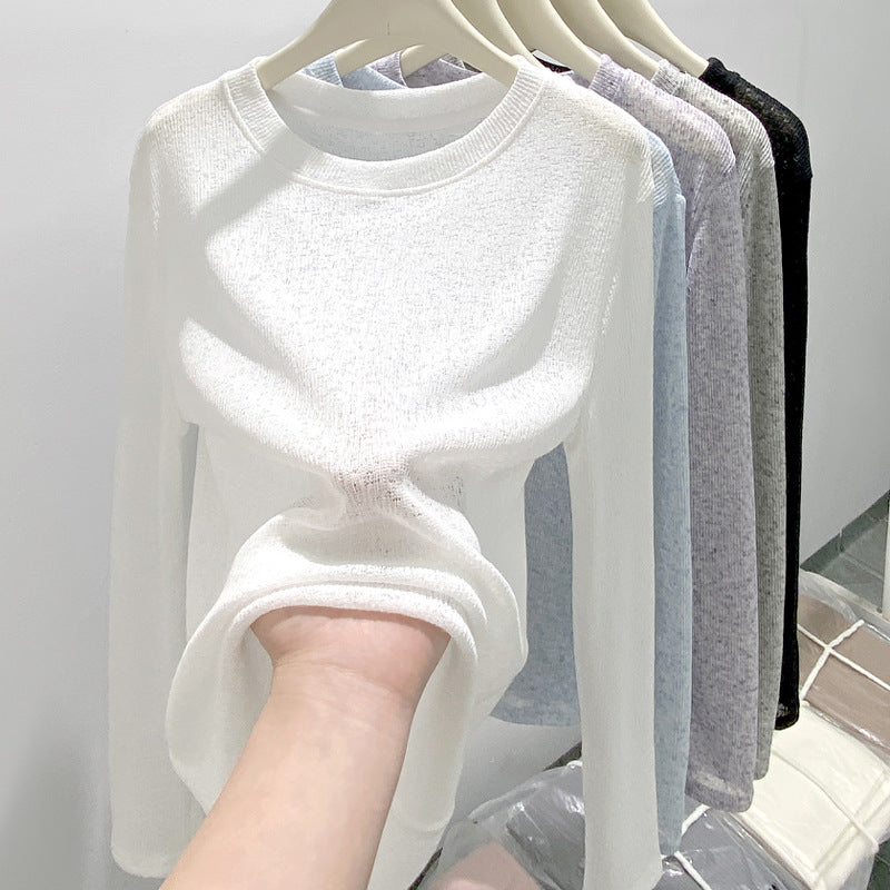 Soft Glutinous Sweater Hollow Sweater Round Neck Loose Top