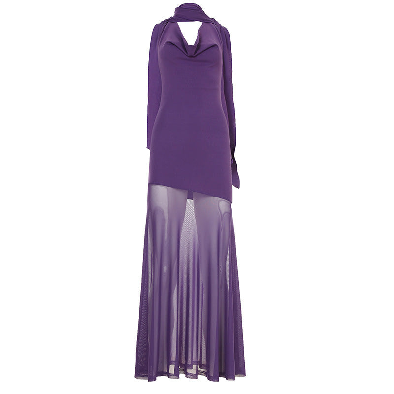 Hip Lifting Semi-permeable Mesh Long Dress