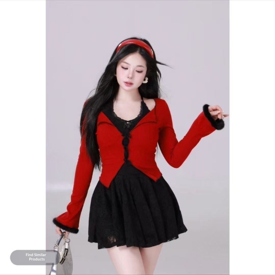 Plus-size French-style Seductive Lace Halter Dress For Women