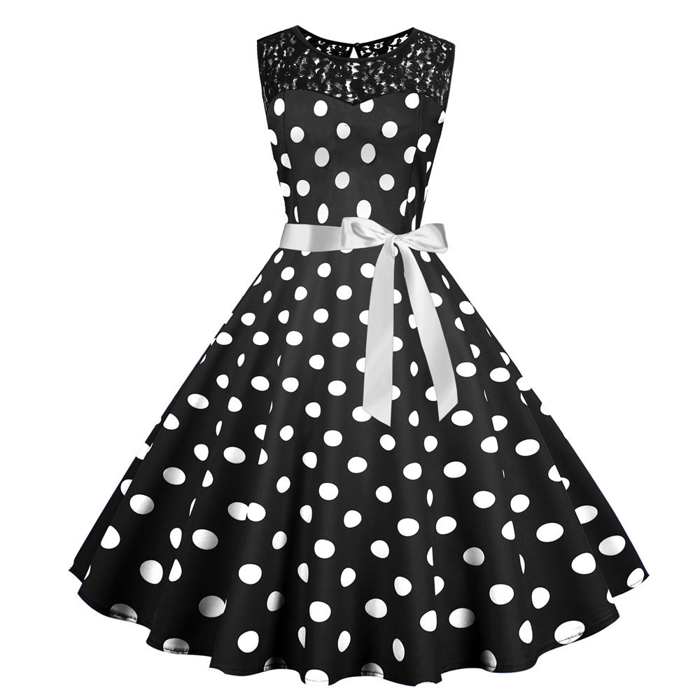 Women's Polka Dot Sleeveless Dress