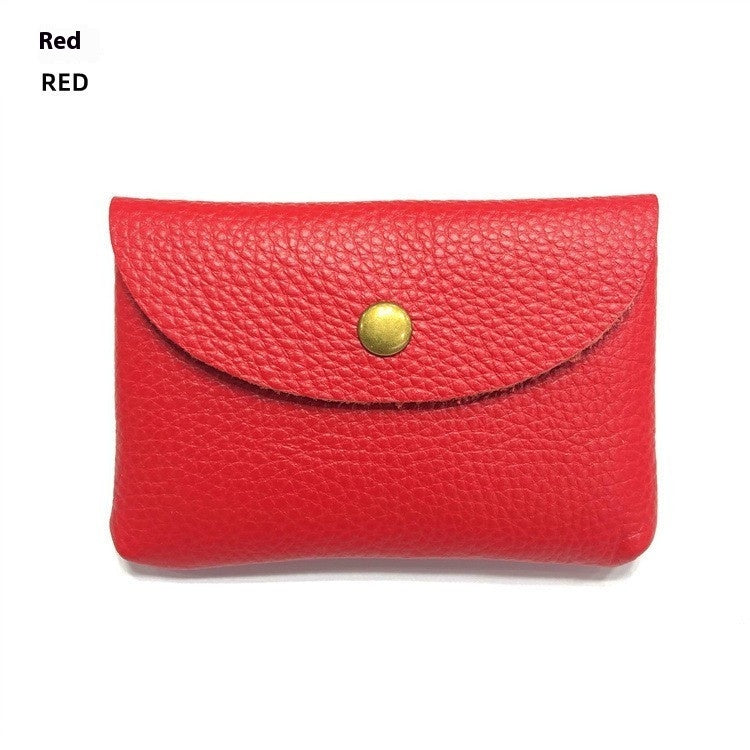 First Layer Cattlehide Leather Fashion Hidden Hook Coin Pocket Card Holder Mini-Portable