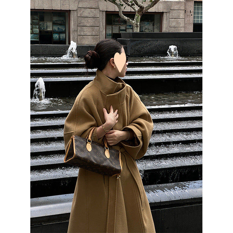 Women's Loose Solid Color Korean Double-sided Woolen Coat