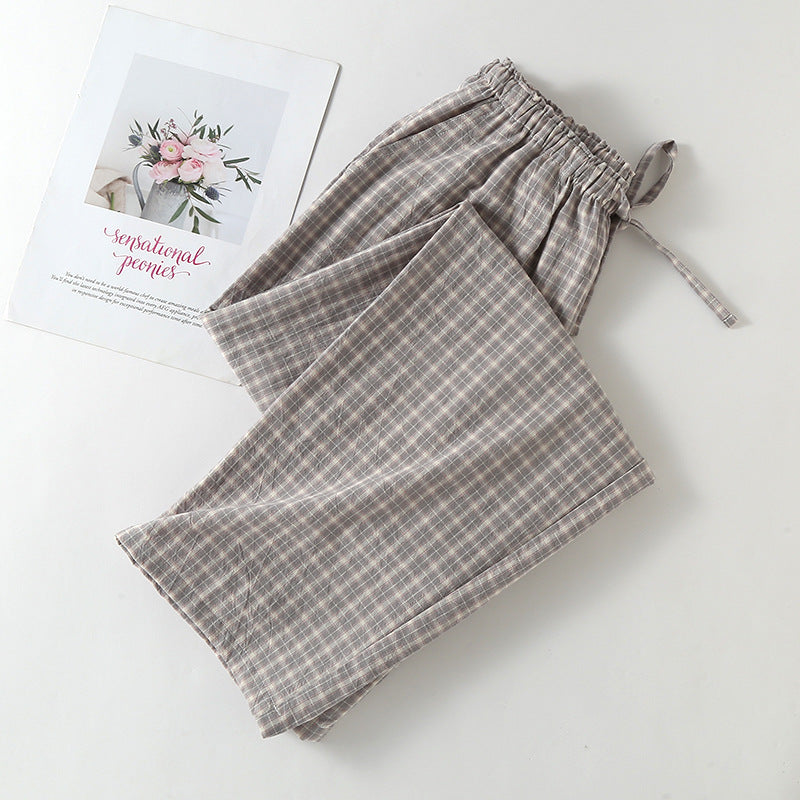 Womens SpringSummer Straight-Cut Casual Plaid Pants