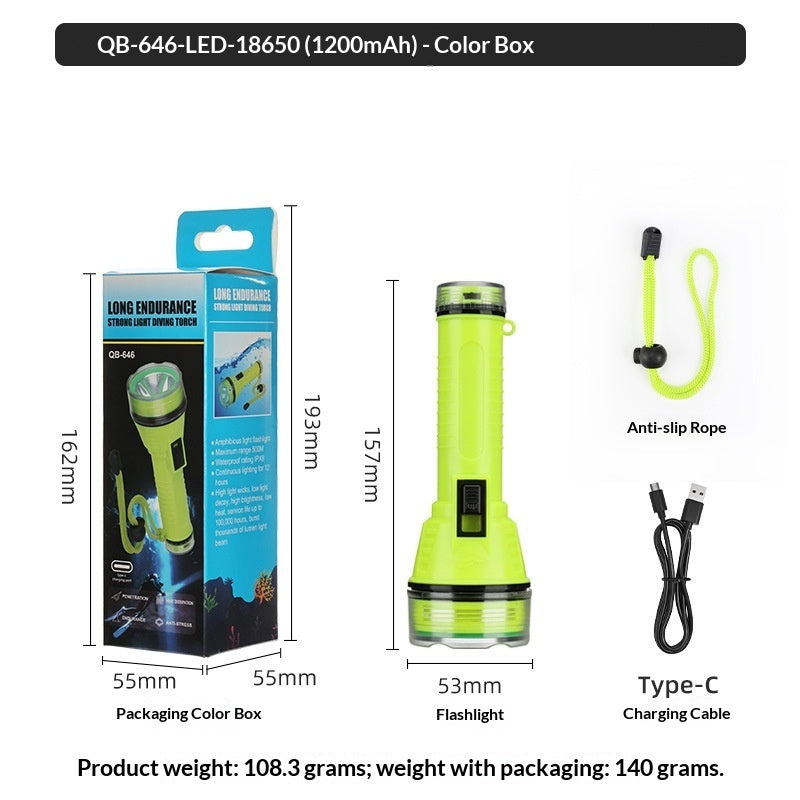Diving Strong Light Fixed Focus Head-mounted Long Battery Life Diving Head Fishing Light