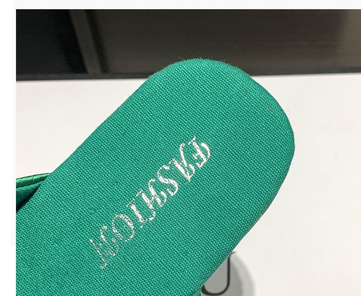 Satin Cloth Covered Head Lazy Half Slippers Flat Heel