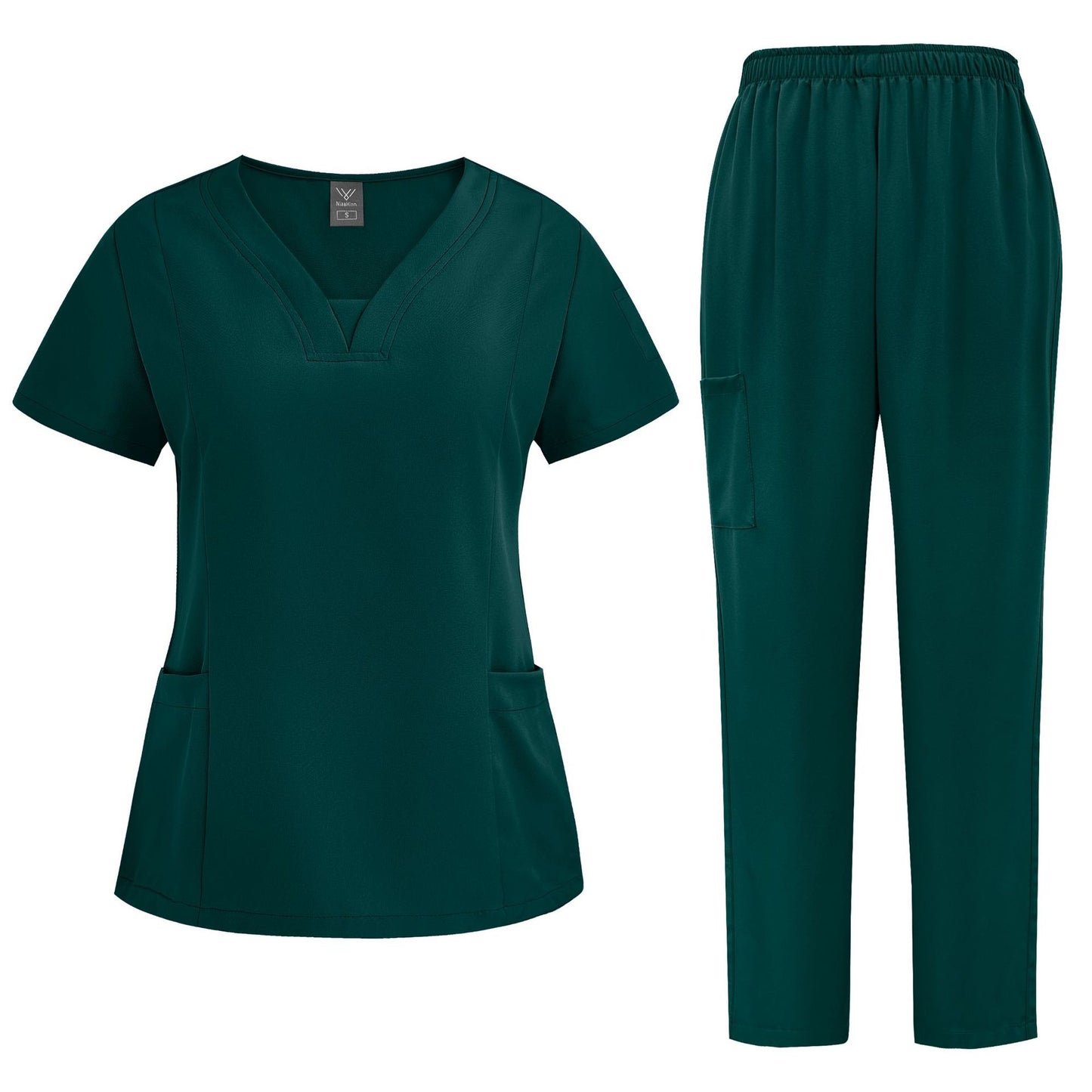 Women's Casual Loose Solid Color Nurse Workwear Set