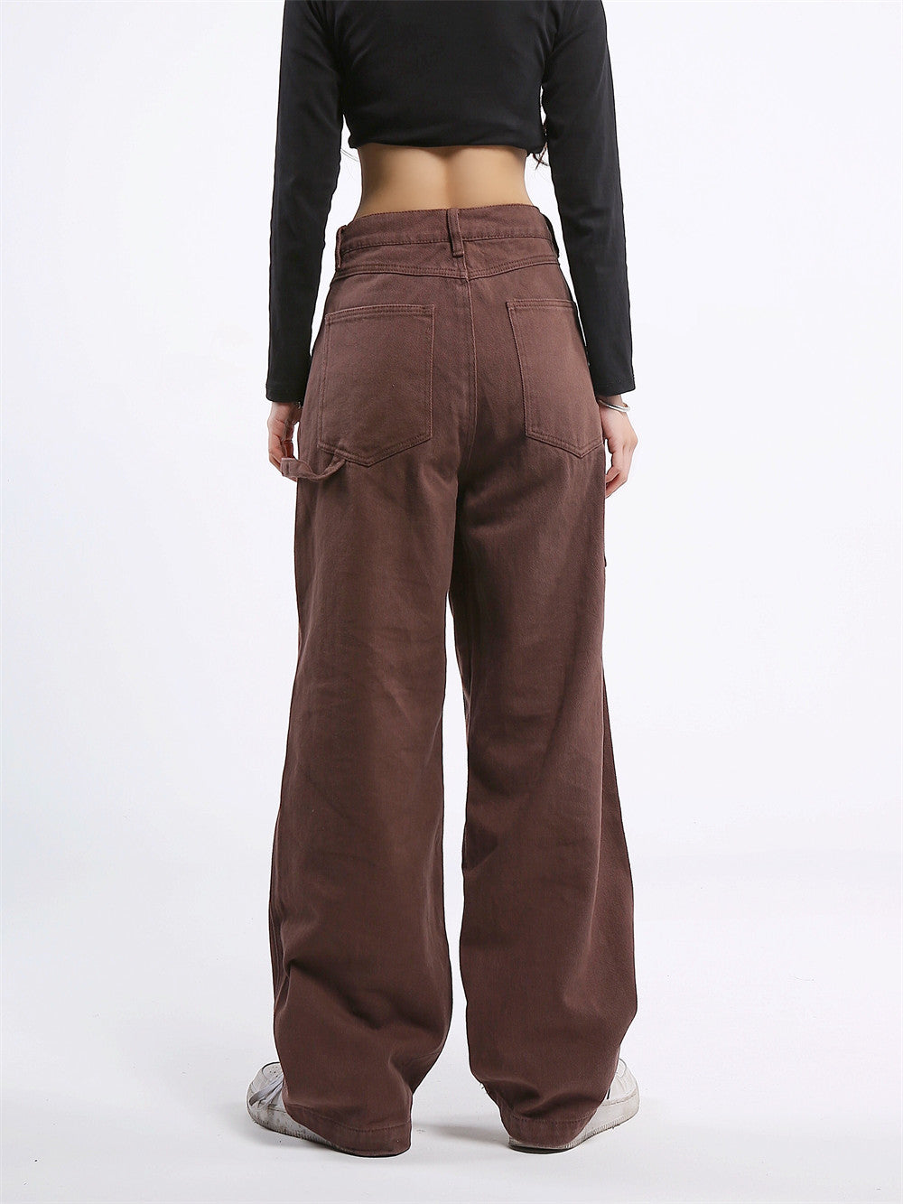 Tooling Street Loose Straight Multi-pocket Solid Color Jeans