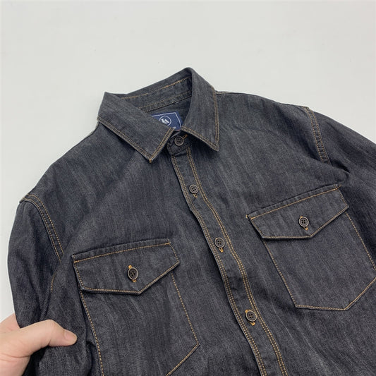 Men's Shirt Weighing Washed Overalls Denim