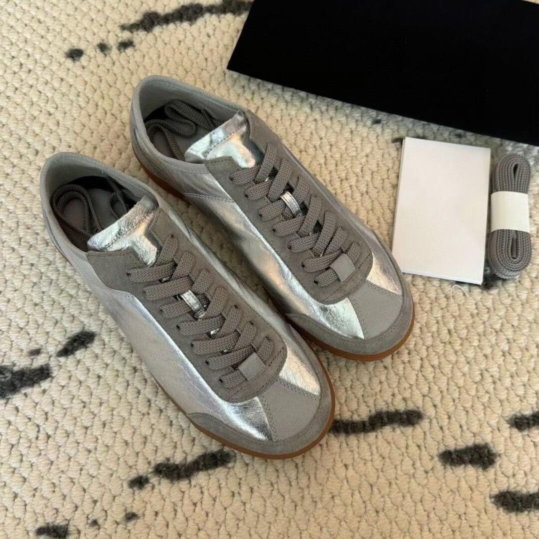 Super Soft Bottom Leather Casual Silver German Training Shoes