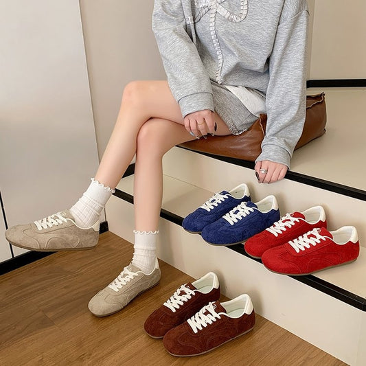 Spring & Autumn New Arrival Anti-slip Suede Fashion Shoes, Low-top Casual Outdoor Solid Color Sneakers