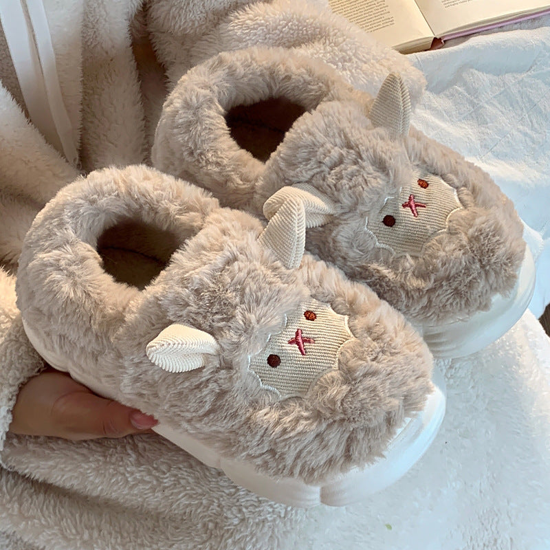 Cute Little Sheep Cotton Slippers Ladies