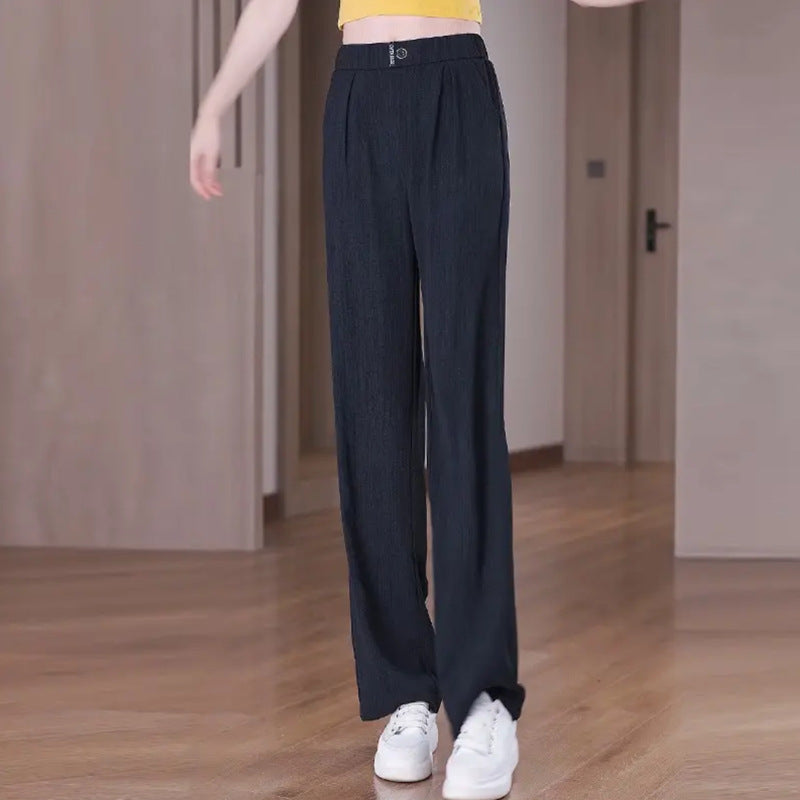 Draperende is-silke bukser med lige ben, slankende plus size mode til kvinder