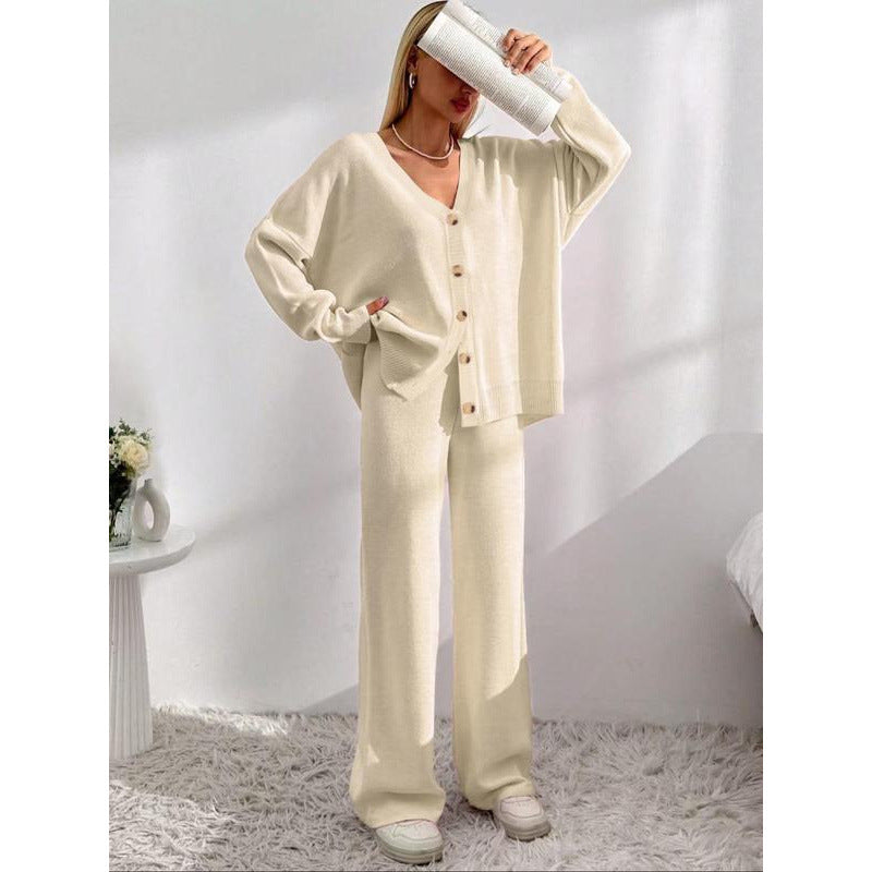 Buttons Front Cardigan Drop-shoulder Collar Cardigan Coat