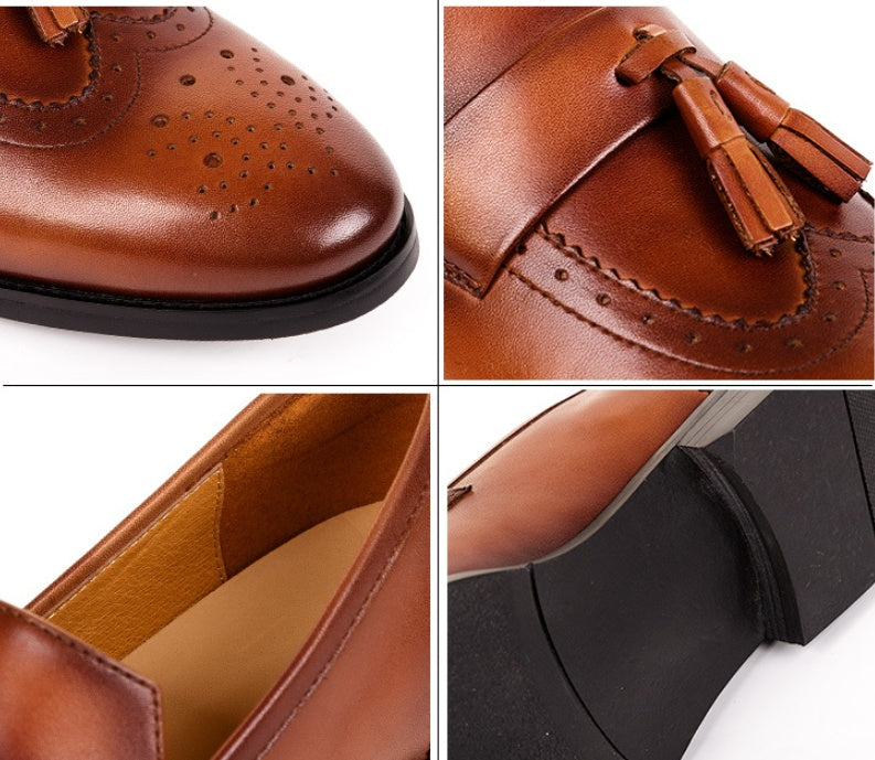 Tassel Loafers Men's Set Feet British Brogue Carved Fashion