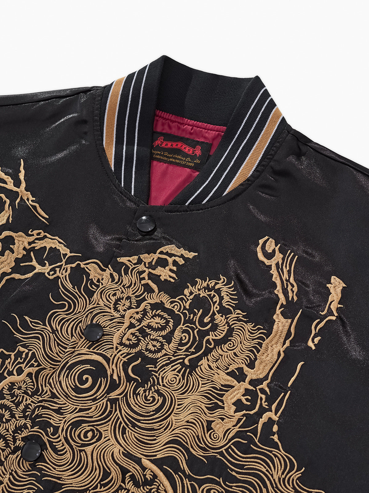 Heavy Duty Embroidered Peony And Kylin Mens Casual Baseball Jacket