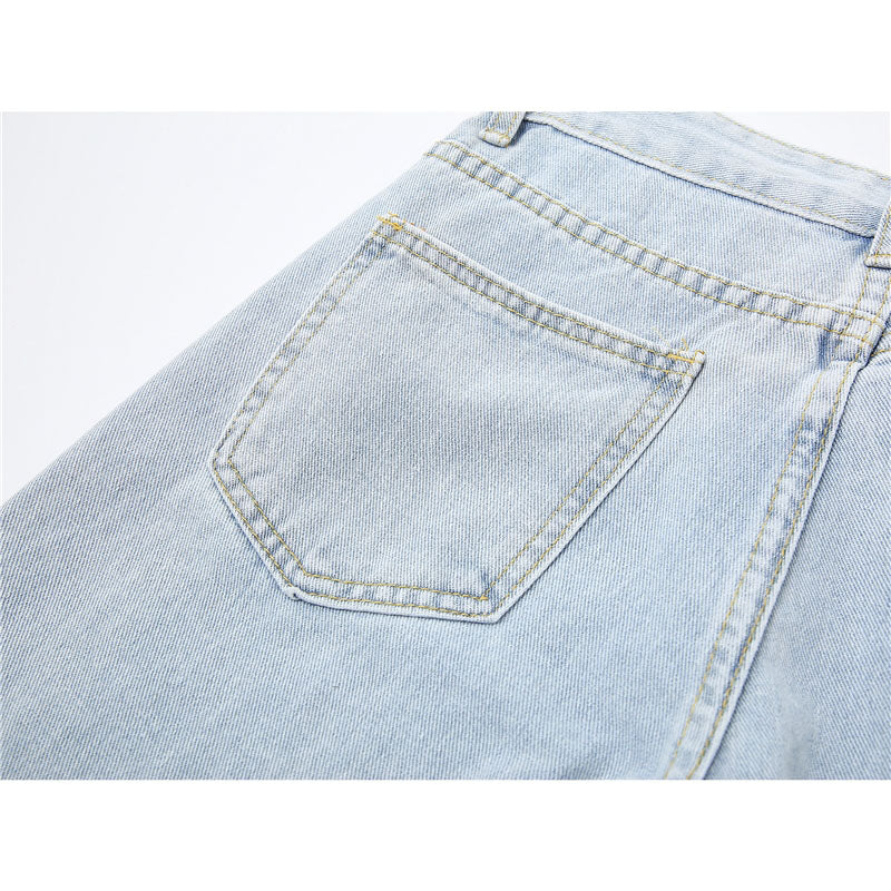 Fashion Thin Straight Loose Design Wide Leg Trousers With Straps