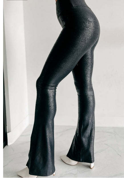 Black Faux Leather Splits High Waist Leggings