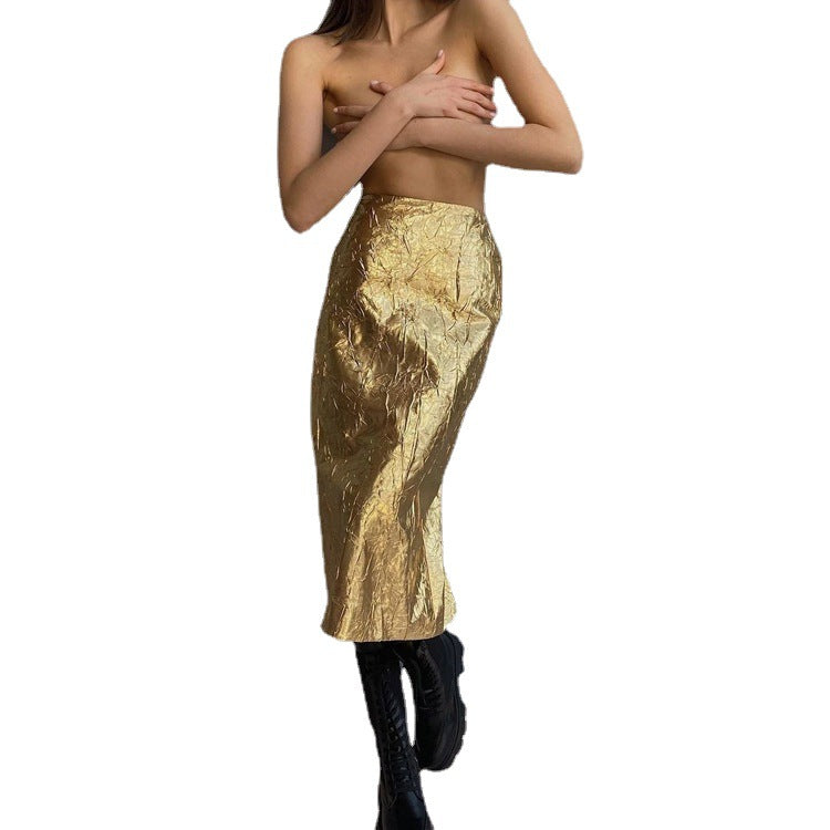 Skirt Pleated High Waist Back Slit Trendy Wild