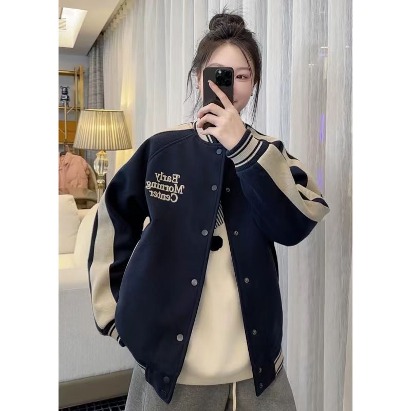 Womens AutumnWinter Stylish Loose-Fit Slimming Fleece-Lined Padded Jacket