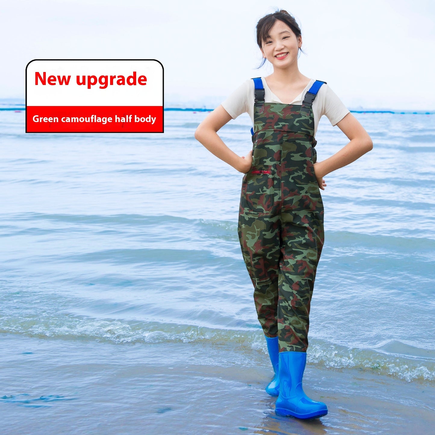 Women's Thick Waterproof One-piece Half Body Rain Pants