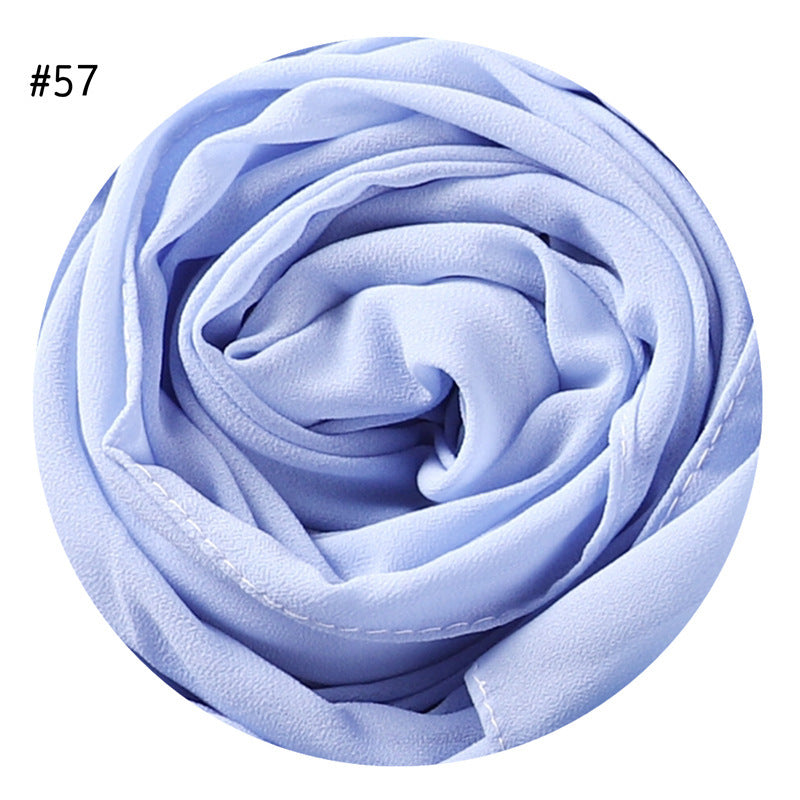 Women's Simple And Versatile Solid Color Pearl Chiffon Scarf