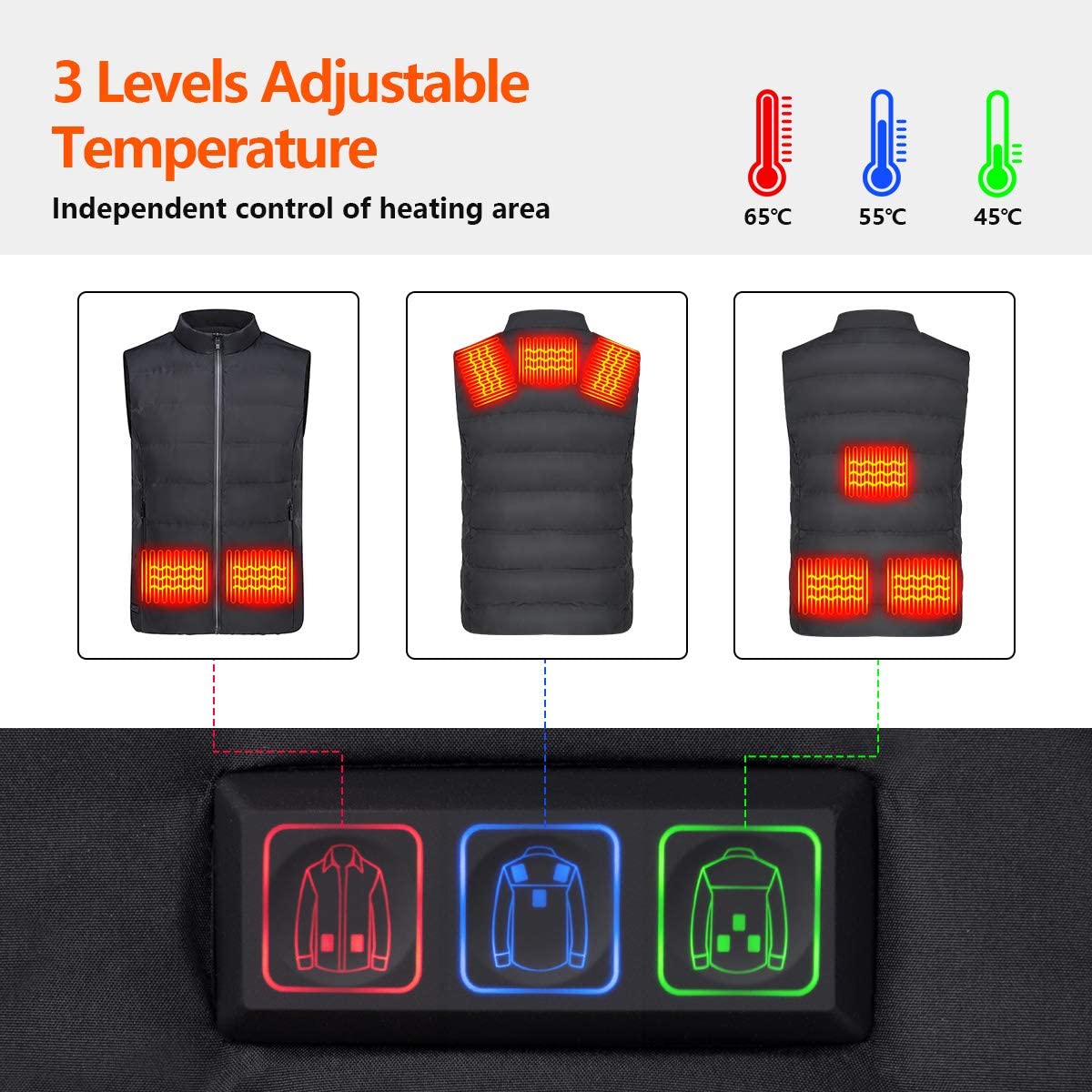 Intelligent Three-speed Temperature Control Electric Heating Vest Keeps The Whole Body Warm