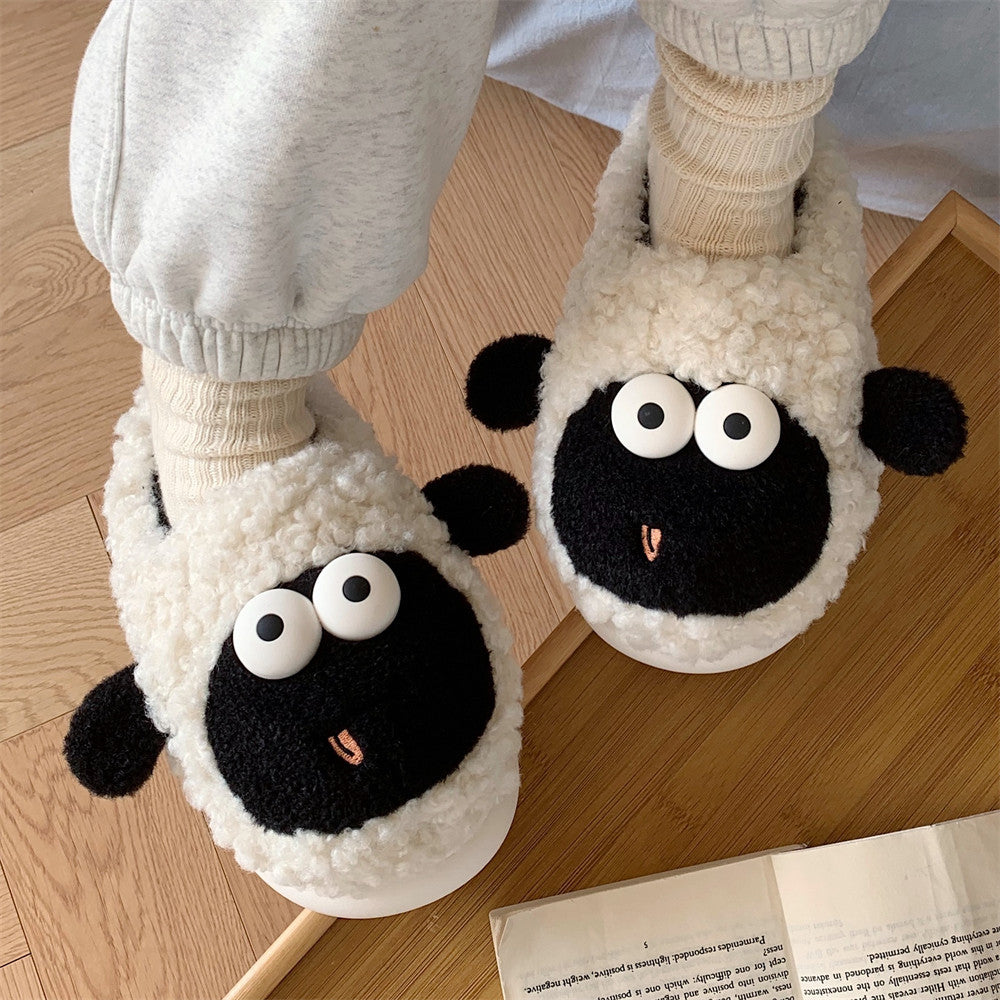 Cute Big Eyes Sheep Home Warm Cotton Slippers Winter