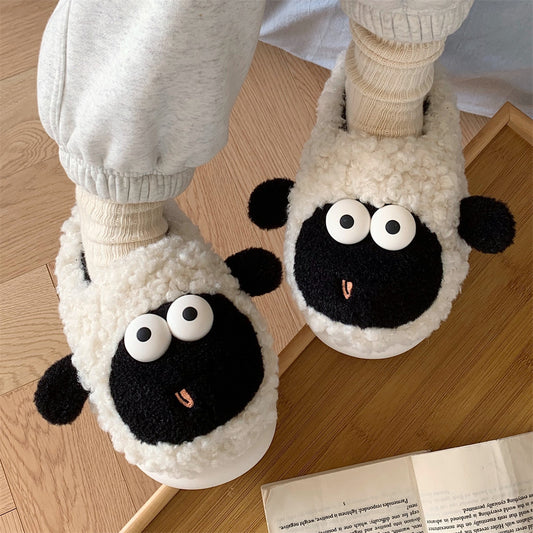 Cute Big Eyes Sheep Home Warm Cotton Slippers Winter