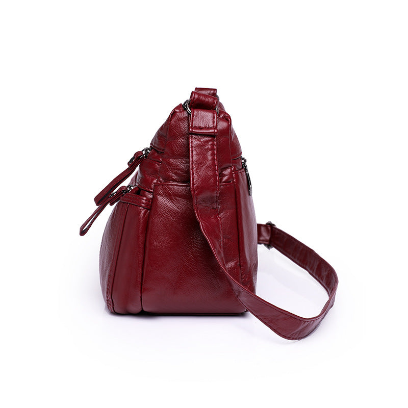 PU Soft Leather Textured Crossbody Large Capacity Casual Shoulder Bag