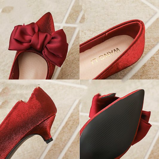 Comfortable Bow Point Toe Stiletto Shoes