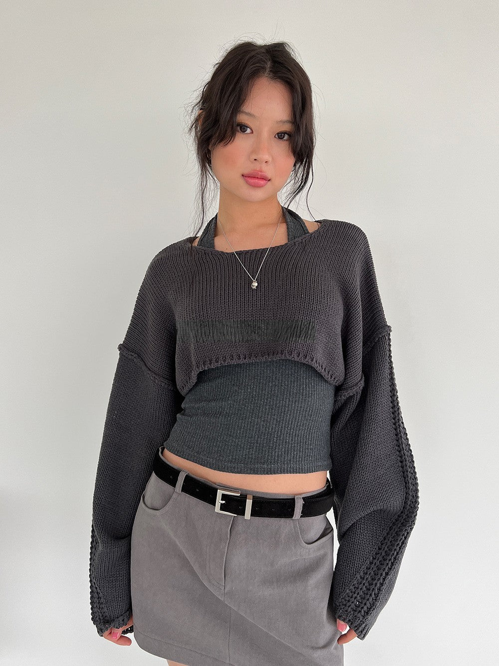 Short Slim Thread Suspender Tank Top