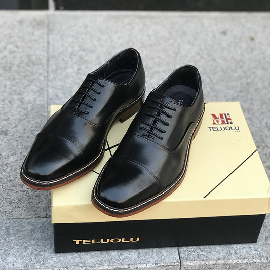 Herresko i læder Britisk ægte læder Spids brun vintage Oxford
