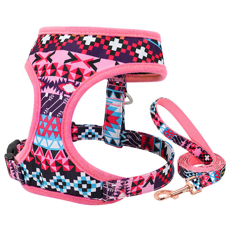 New Plaid Pet's Chest-back Trendy Small And Medium Sized Dog Breathable Chest Strap Dog Traction