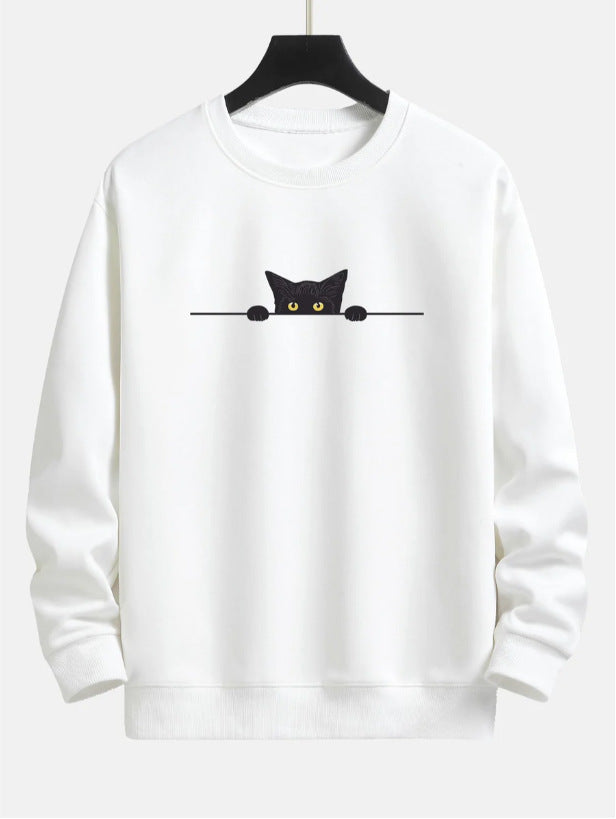 Creative Cat Print Cute Cat Round Neck Sweater