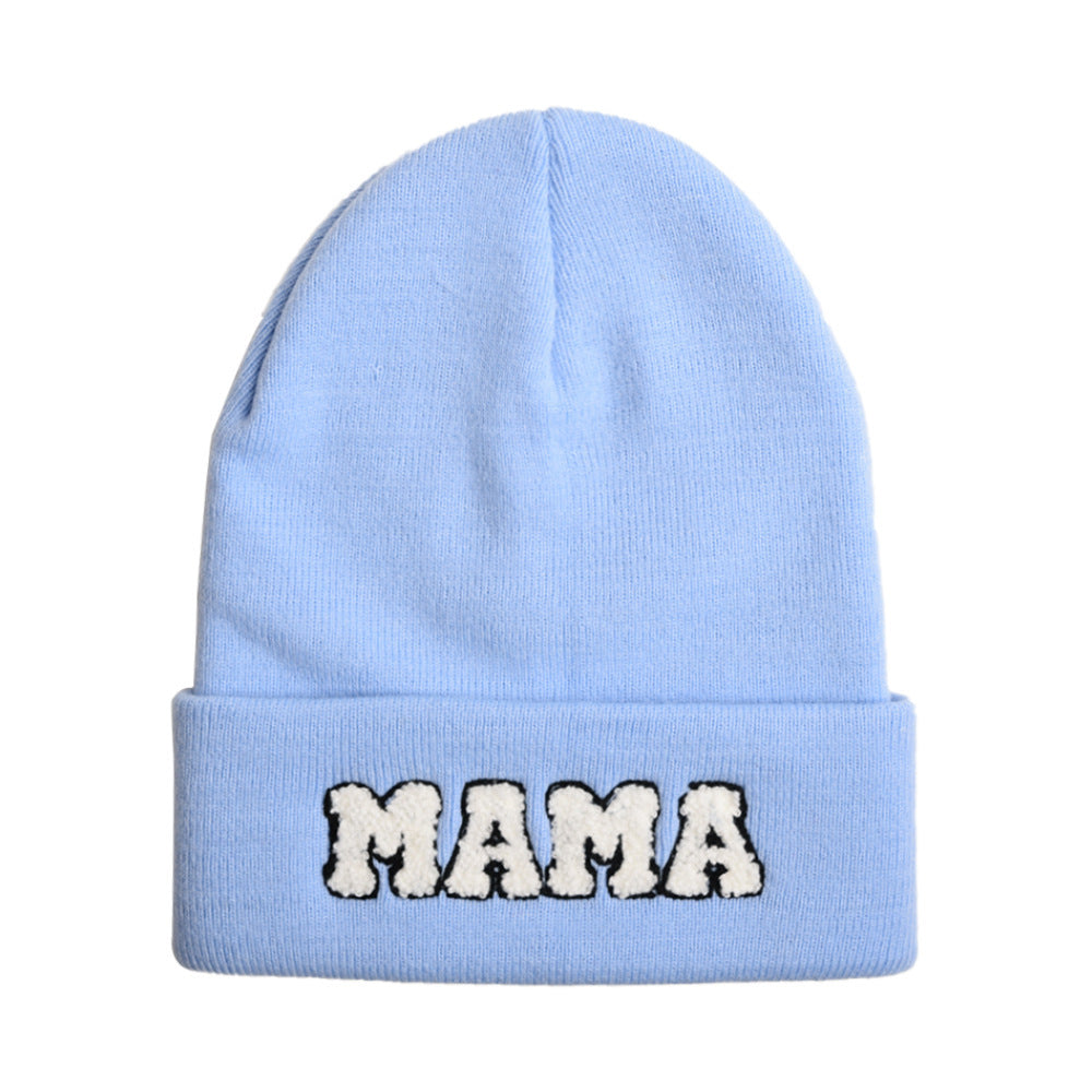 The New Mama Letter Embroidery Wool Hat Solid Color Warm