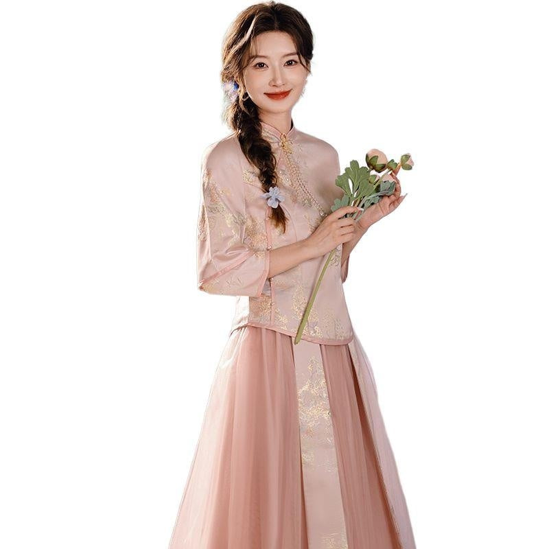Polyester Women's Chinese Style Bridesmaid Dress