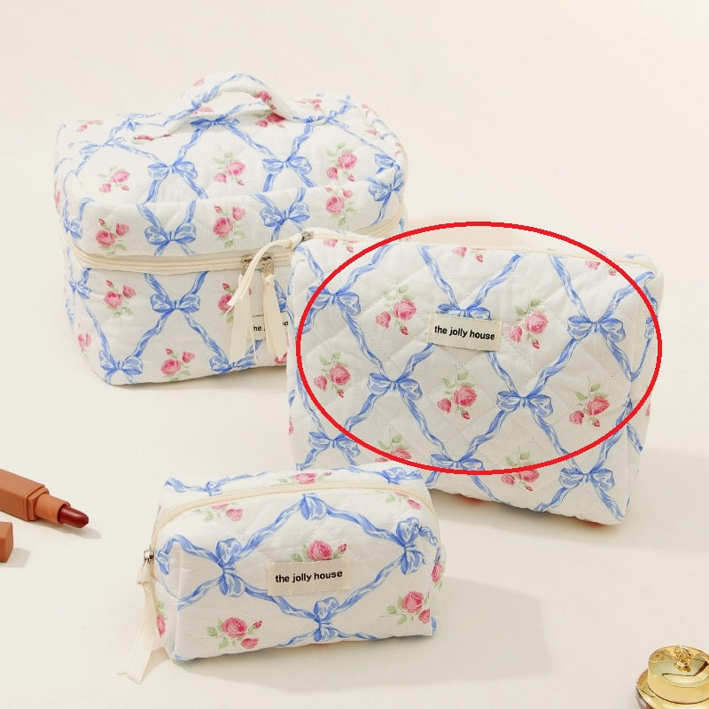 Bow Cotton Makeup Bag Ins Large Capacity Storage Wash Bag Good-looking Portable