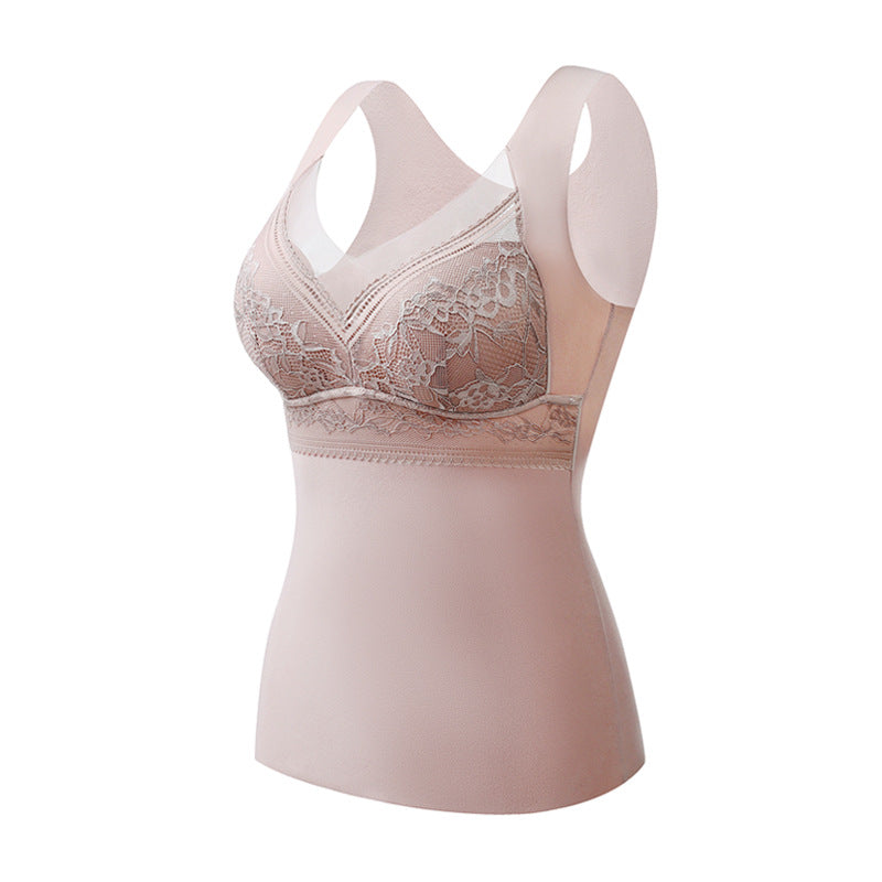 New Thermal Vest Female Heating Double-sided Brushed Plush Fixed Cup