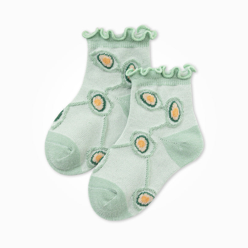 Thin Cotton Dark Pattern Children's Fruit Fungus Lace Socks