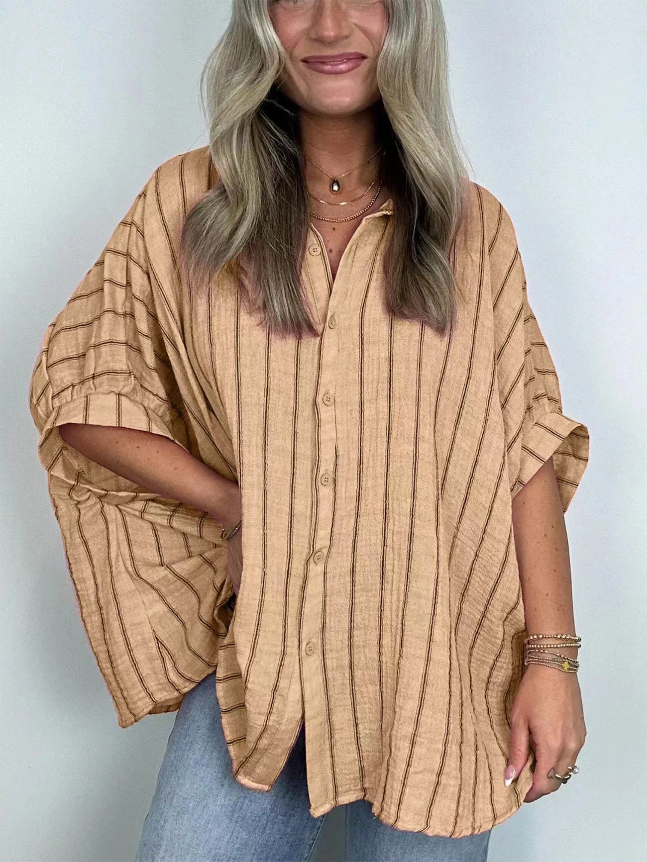 Loose-fitting Casual Striped Print Shirt