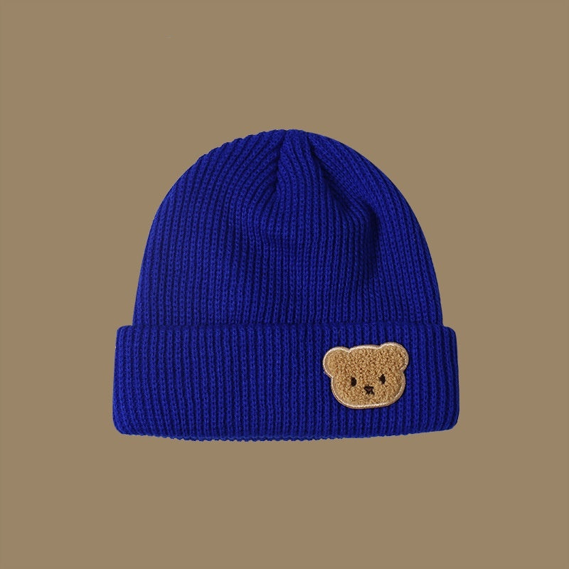 Knitted Wool Warm Hat Embroidered Bear Hat