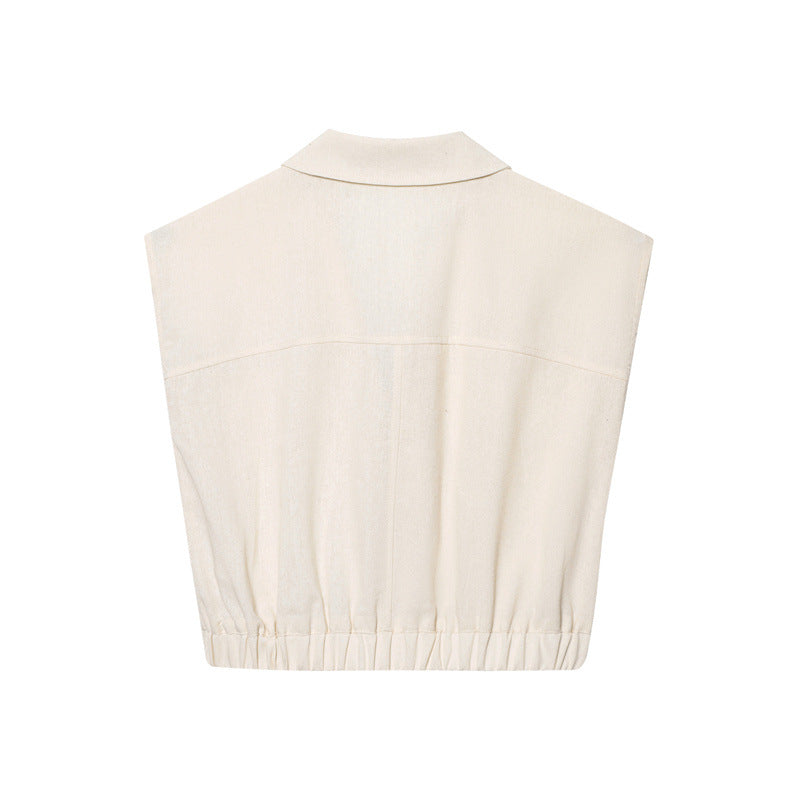 Women's All-match V-neck Zipper Pocket With Elastic Hem