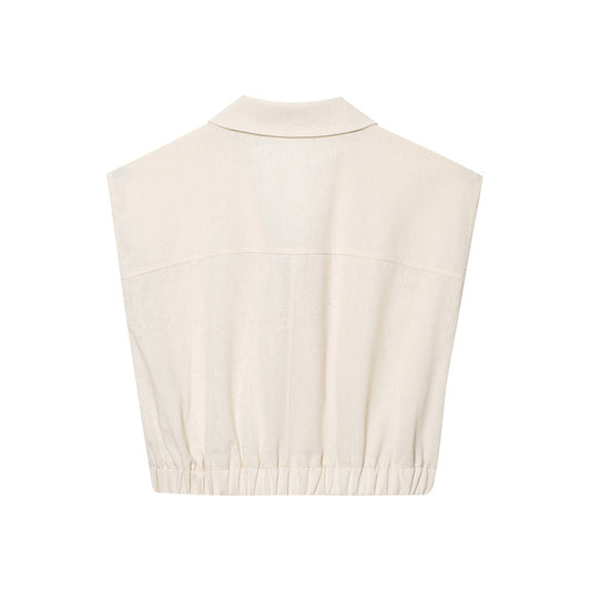 Women's All-match V-neck Zipper Pocket With Elastic Hem