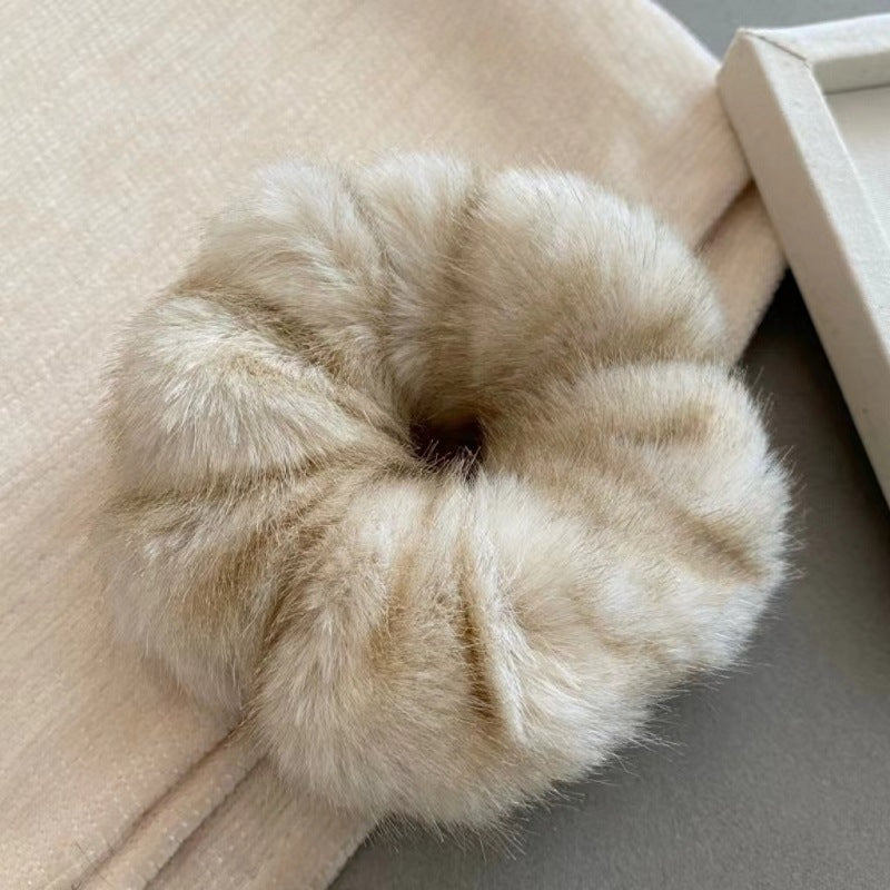 Large Intestine Hair Band Mink-like Waterproof Fabric Warm And Comfortable