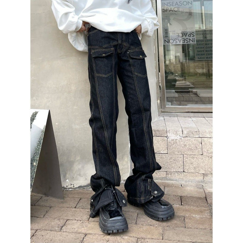 Women's Loose High Waist Slim Wide Leg Mopping Trousers