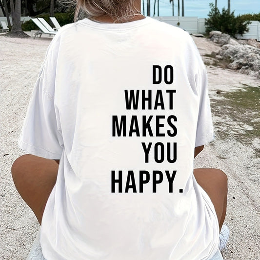 T-shirt til kvinder, DO WHAT-bogstavprint, kortærmet top